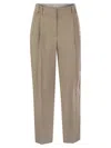 Brunello Cucinelli Slouchy Trousers In Viscose And Linen Fluid Twill With Moniline In Desert