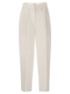Brunello Cucinelli Pleated Cotton-blend Twill Tapered Pants In White