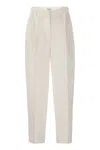 BRUNELLO CUCINELLI BRUNELLO CUCINELLI SLOUCHY TROUSERS IN VISCOSE AND LINEN FLUID TWILL WITH MONILINE