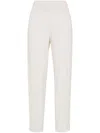 Brunello Cucinelli Slim-fit Pants And Crop Design In Silk Blend In Neutrals