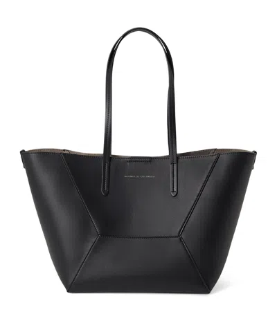 BRUNELLO CUCINELLI SMALL CALFSKIN BC DUO TOTE BAG
