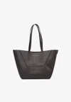 Brunello Cucinelli Geometric Design Leather Tote Bag With Structured Silhouette In Black