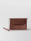 Brunello Cucinelli Small Envelope Suede Clutch Bag With Monili Decoration
