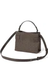Brunello Cucinelli Small Essence Net-embroidered Tote Bag In Brown