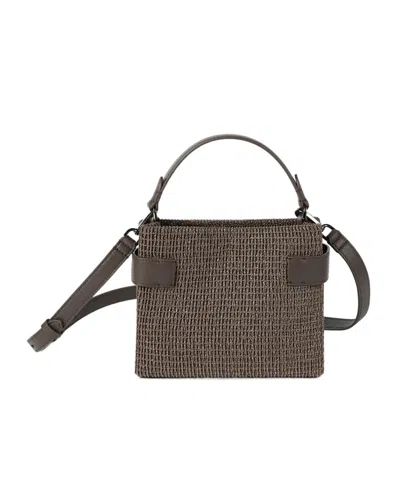 Brunello Cucinelli Small Essence Net-embroidered Tote Bag In Brown