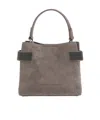 Brunello Cucinelli Mini Monili-embellished Suede Tote Bag In Gray
