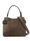 Brunello Cucinelli Suede Leather Shoulder Bag With Metal Hardware In Brown