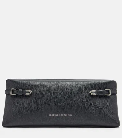 Brunello Cucinelli Small Leather Clutch In Black