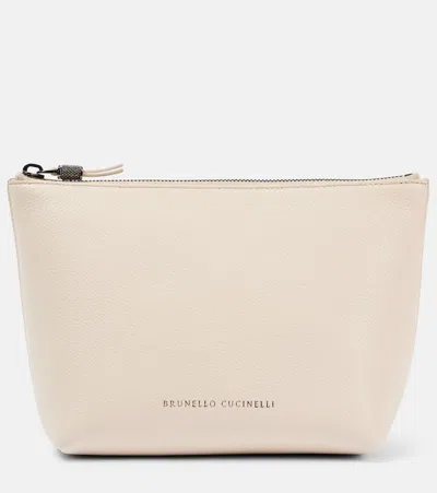 Brunello Cucinelli Small Leather Clutch In White