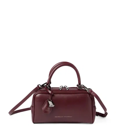 BRUNELLO CUCINELLI SMALL LEATHER EXPLORER BOSTON TOP-HANDLE BAG