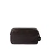 Brunello Cucinelli Double Zipper Textured Leather Beauty Case In Black