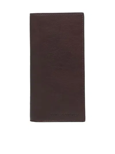 Brunello Cucinelli Bi-fold Leather Card Holder In Brown