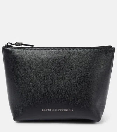 Brunello Cucinelli Small Leather Pouch In Black
