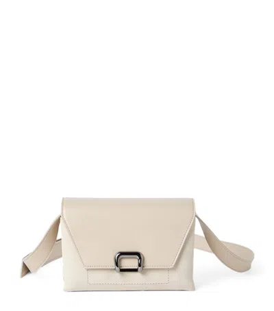 Brunello Cucinelli Small Leather Sartorial Cross-body Bag In White