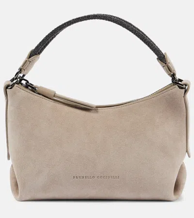 Brunello Cucinelli Small Leather Shoulder Bag In Neutral