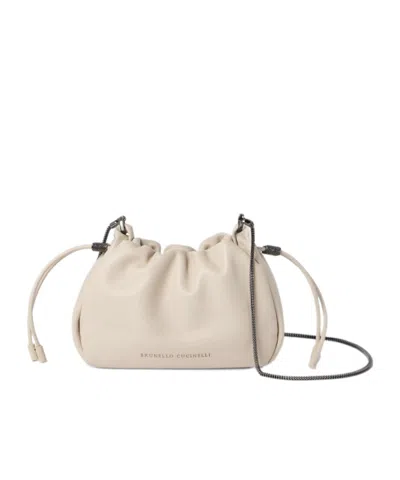 BRUNELLO CUCINELLI BRUNELLO CUCINELLI MELLOW DRAWSTRING SMALL BUCKET BAG