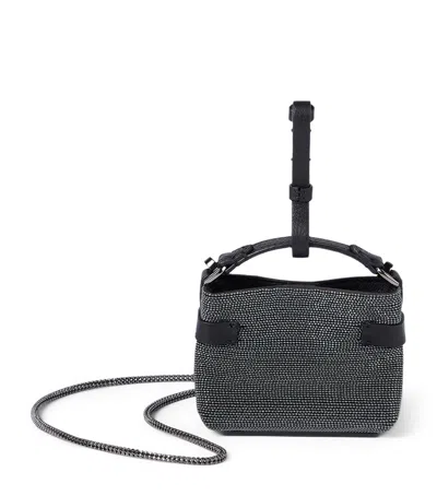 Brunello Cucinelli Small Leather Precious Essence Top-handle Bag In Black