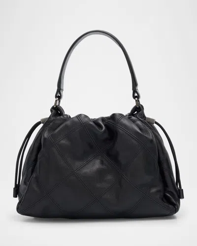 Brunello Cucinelli Small Quilted Leather Bucket Bag In Black