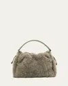 Brunello Cucinelli Small Shearling Bucket Bag In White