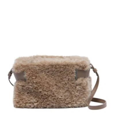 Brunello Cucinelli Small Shearling Clutch In Brown
