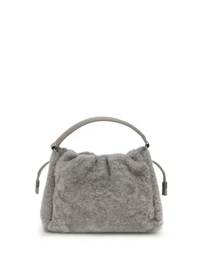 Brunello Cucinelli Small Shearling Mellow Shoulder Bag