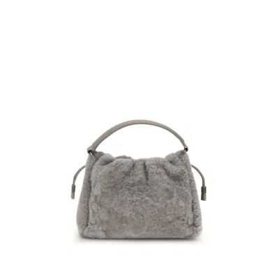 Brunello Cucinelli Small Shearling Mellow Shoulder Bag