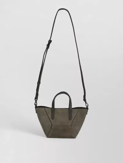Brunello Cucinelli Small Tote Bag Crossbody Strap In Gray