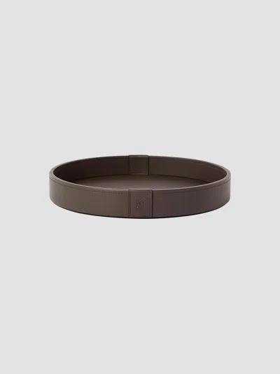 Brunello Cucinelli Small Wooden Tray With Leather Cover In Brown