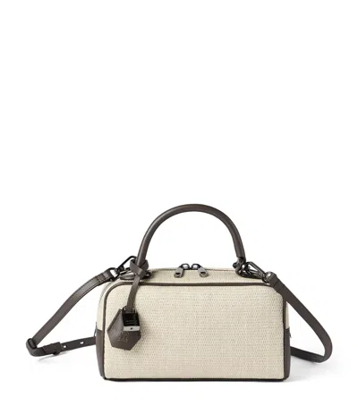 Brunello Cucinelli Small Woven Explorer Boston Top-handle Bag In Neutral