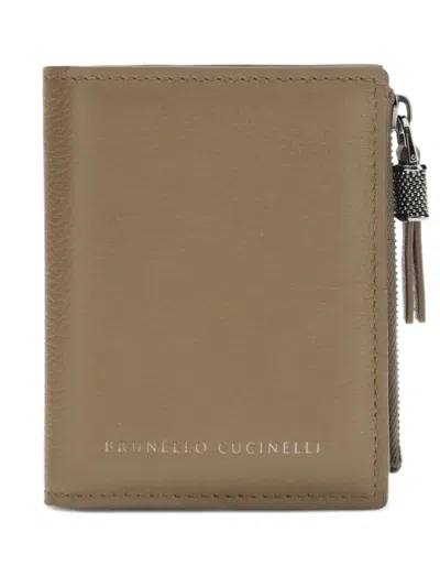 BRUNELLO CUCINELLI SMALL ZIP-POCKET LEATHER WALLET