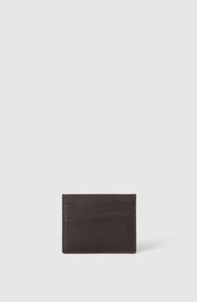Brunello Cucinelli Smooth Calfskin Card Holder In Brown