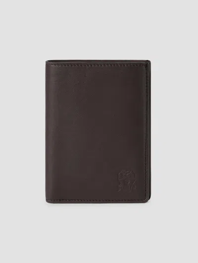 Brunello Cucinelli Smooth Calfskin Passport Holder In Brown