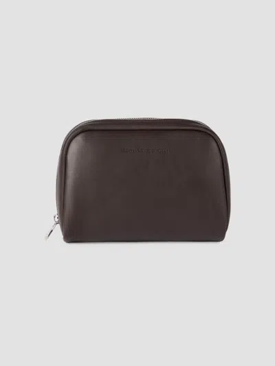 Brunello Cucinelli Smooth Calfskin Slim Beauty Case In Brown