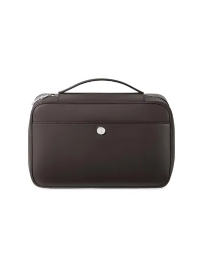 Brunello Cucinelli Smooth Calfskin Travel Beauty Case In Brown