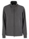 Brunello Cucinelli Women's Smooth Cotton Fleece Topwear With Ribbed Collar Precious In Grey