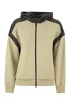 Brunello Cucinelli Women's Smooth Cotton Fleece Topwear With Zip, Hood And Shiny Trim