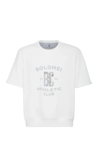 Brunello Cucinelli Smooth Cotton French Terry Sweatshirt In White