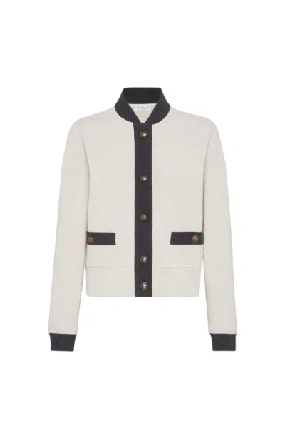 Brunello Cucinelli Smooth French Terry Cardigan-style Top