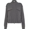 Brunello Cucinelli Smooth French Terry Cardigan-style Top In Gray