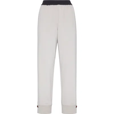 Brunello Cucinelli Smooth French Terry Trousers In Gray