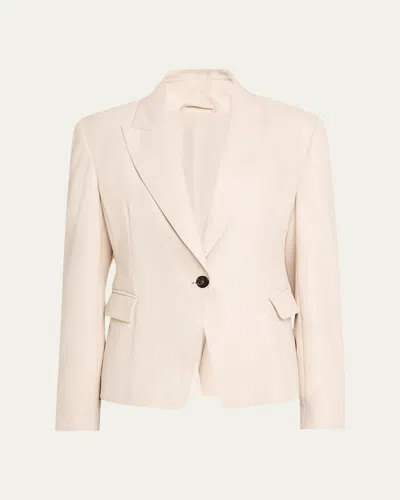 Brunello Cucinelli Smooth Glove Leather Single-breasted Blazer In Brown