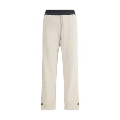 Brunello Cucinelli Smooth Plush Pants In Neutral