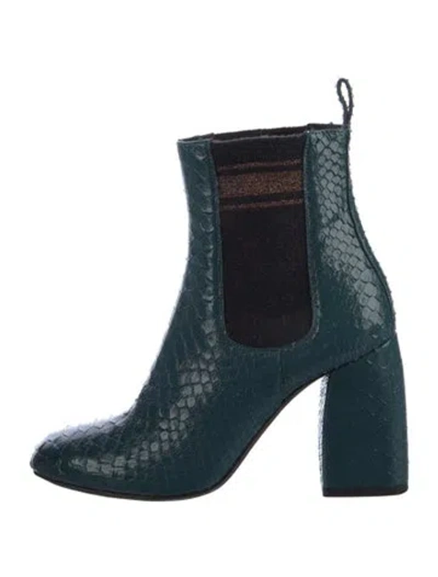 Pre-owned Brunello Cucinelli Snakeskin Animal Print Chelsea Boots In Blue