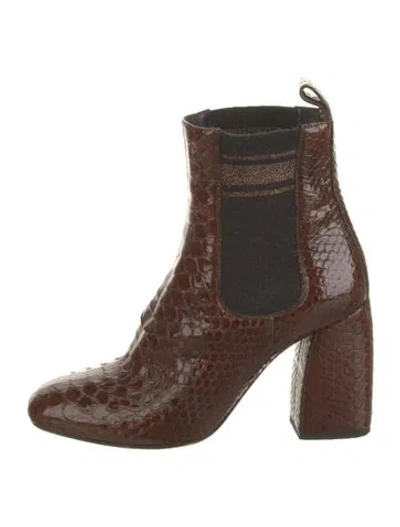 Pre-owned Brunello Cucinelli Snakeskin Lace-up Boots In Brown