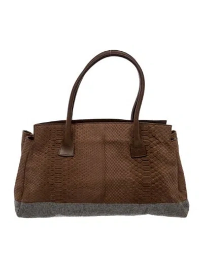 Pre-owned Brunello Cucinelli Snakeskin Tote In Brown