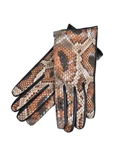 Brunello Cucinelli Snakeskin-effect Leather Gloves In Gold