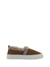 Brunello Cucinelli Shearling-lined Suede Slip-on Shoes