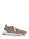 BRUNELLO CUCINELLI BEIGE LOW TOP SNEAKERS WITH RUBBER SOLE IN SUEDE WOMAN