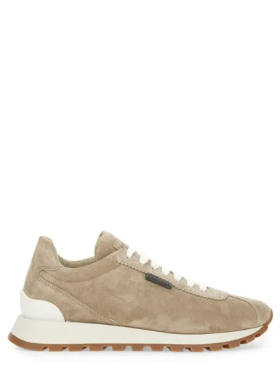 Brunello Cucinelli Sneaker Running In Camoscio In Neutral