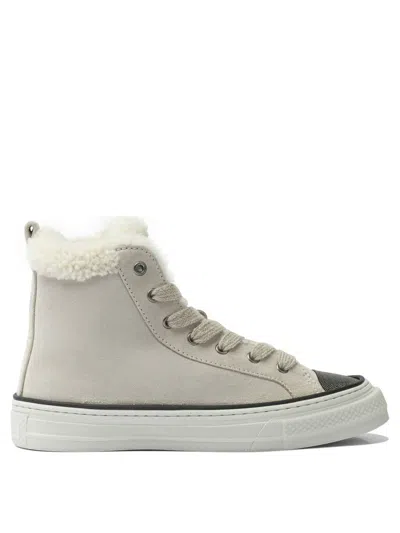 Brunello Cucinelli Sneaker With Monile Detail In Neutral
